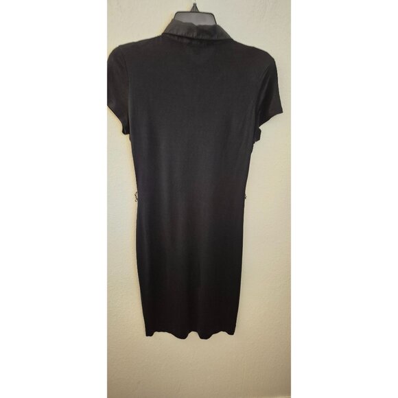 Banana Republic Black Silk Blend Short Sleeve Button Front Shirt Dress Sz M EUC - Picture 4 of 8